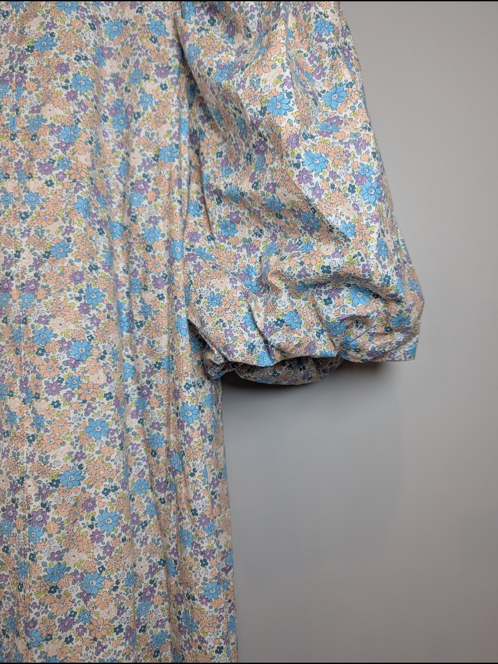 Mable Women's Size S Long Ditsy Floral Puff Sleeve Cotton Dress Whimsical - Picture 4 of 12